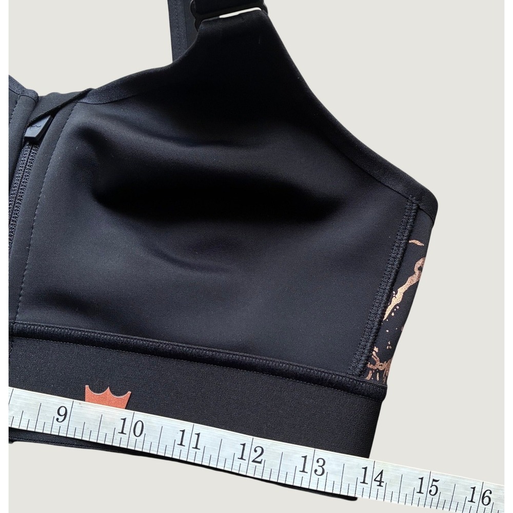 SHEFIT Flex Sports Bra M Black Rose Gold Metallic Marble Print Front Zip - Picture 10 of 10